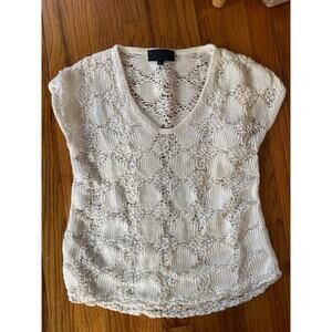 Derek Lam made in USA open knit top size L white/off-white linen cotton